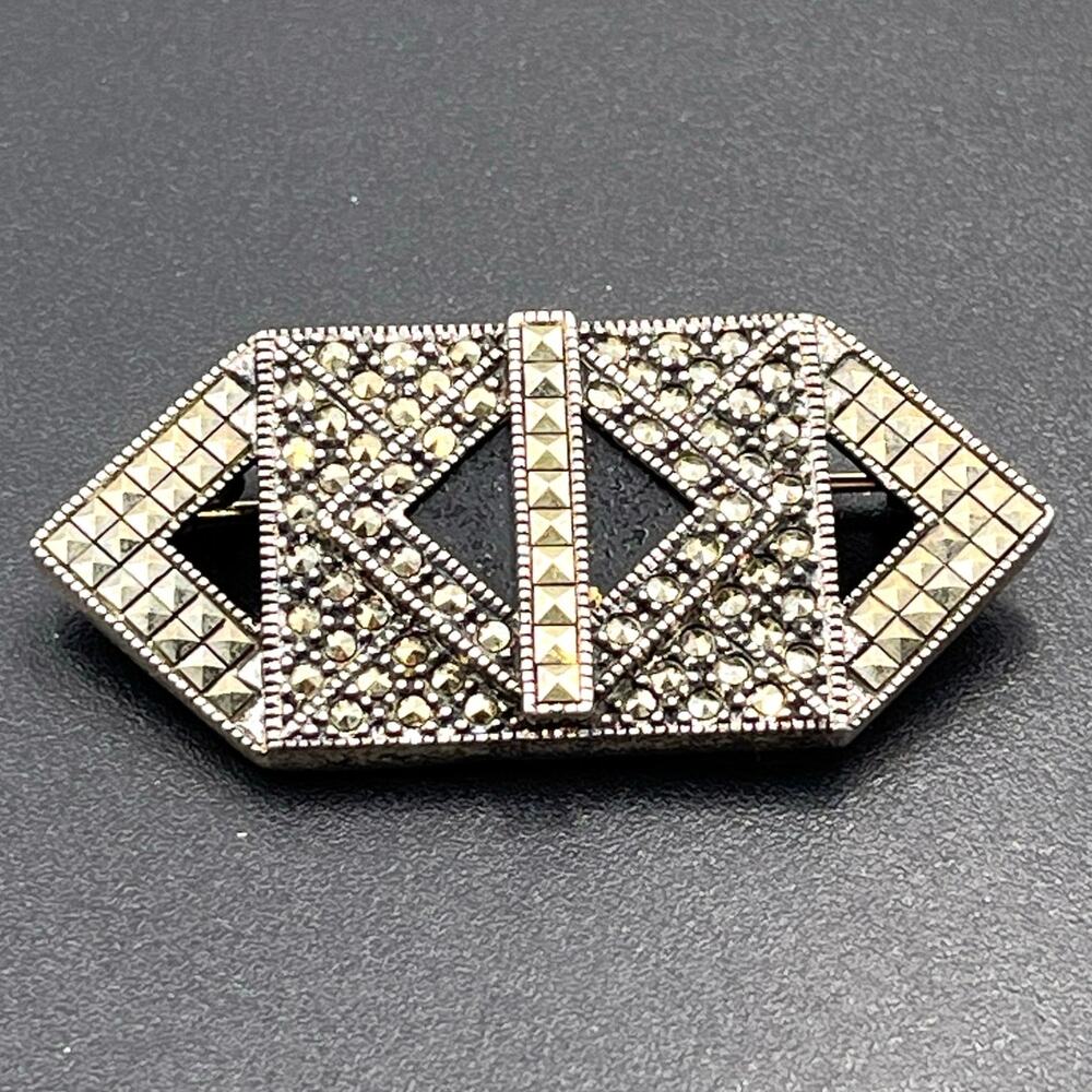 Judith Jack Sterling Silver 925 Signed Marcasite Limited Ed. Geometric Brooch